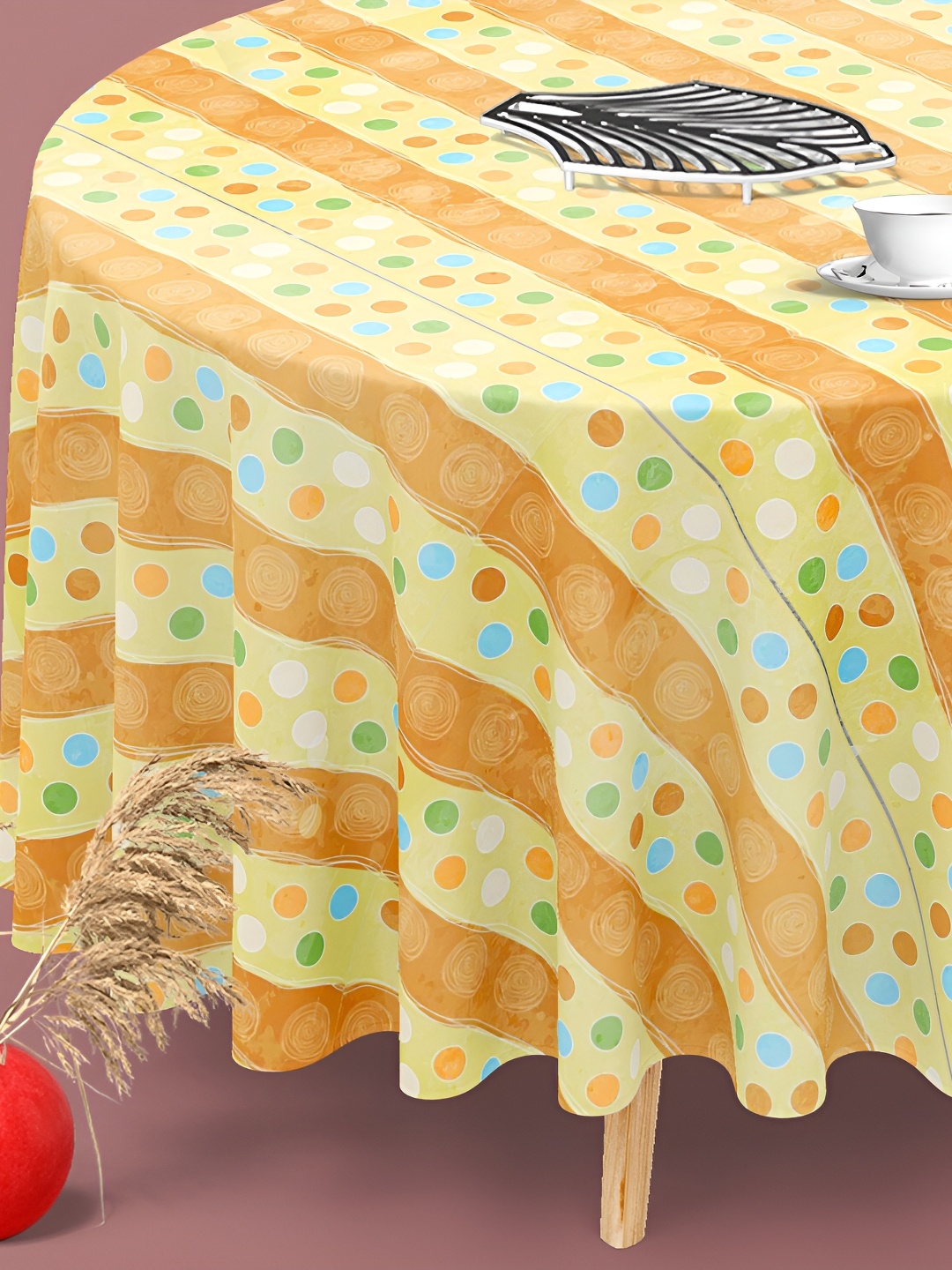 

ArtzFolio Multicoloured Anti-Slip Round 6-Seater Table Cover, Multi
