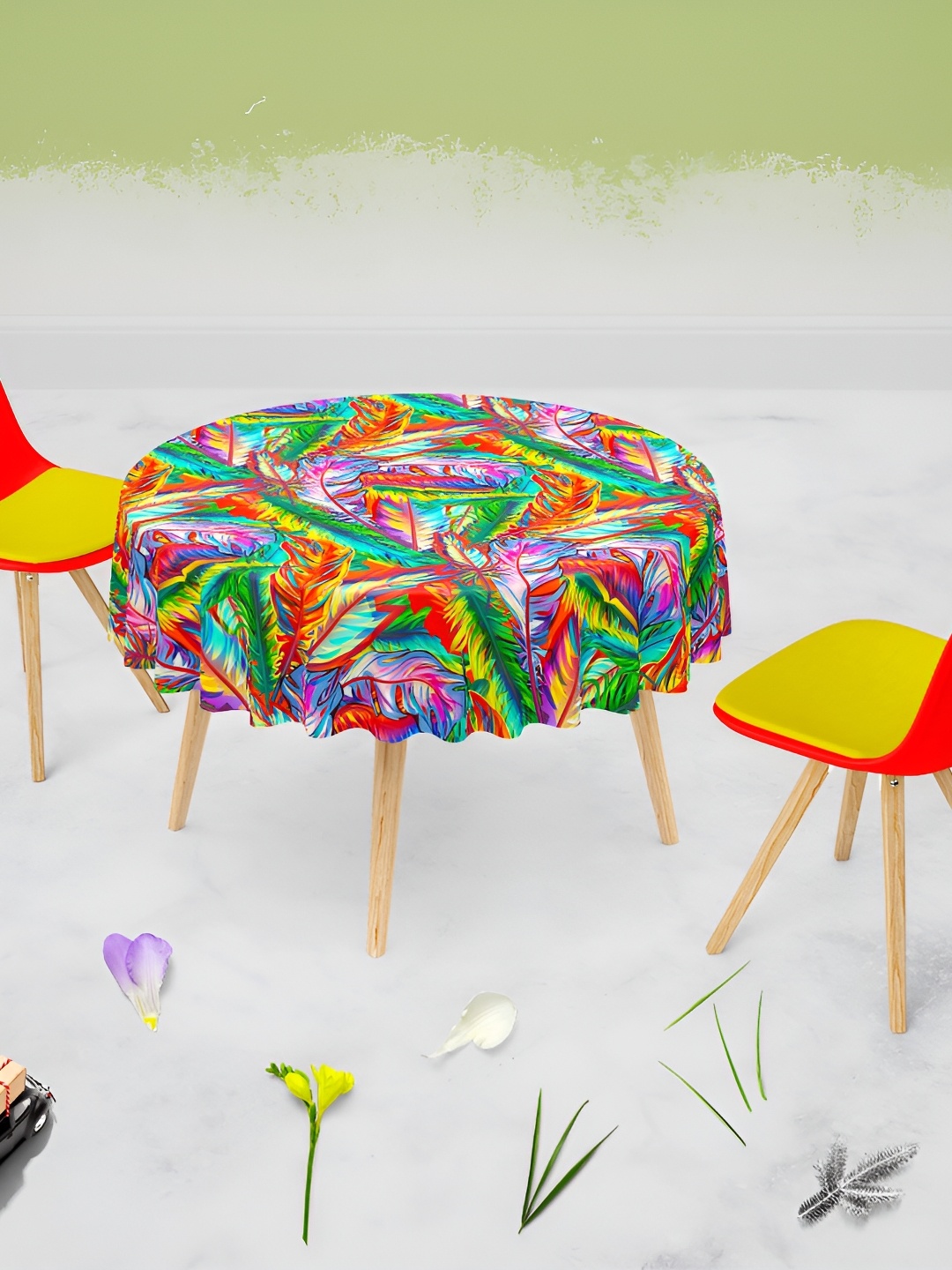 

ArtzFolio Multicoloured Anti-Slip Round 6-Seater Table Cover, Multi
