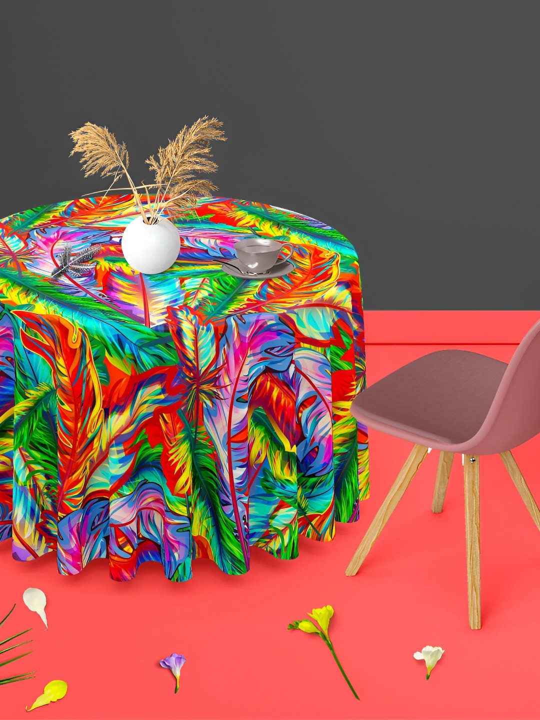 

ArtzFolio Multicoloured Anti-Slip Round 4-Seater Table Cover, Multi