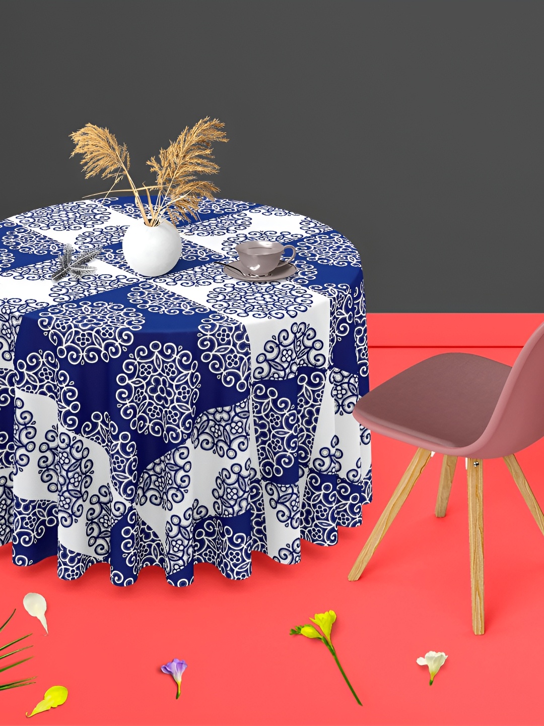 

ArtzFolio Multicoloured Anti-Slip Round 8-Seater Table Cover, Multi
