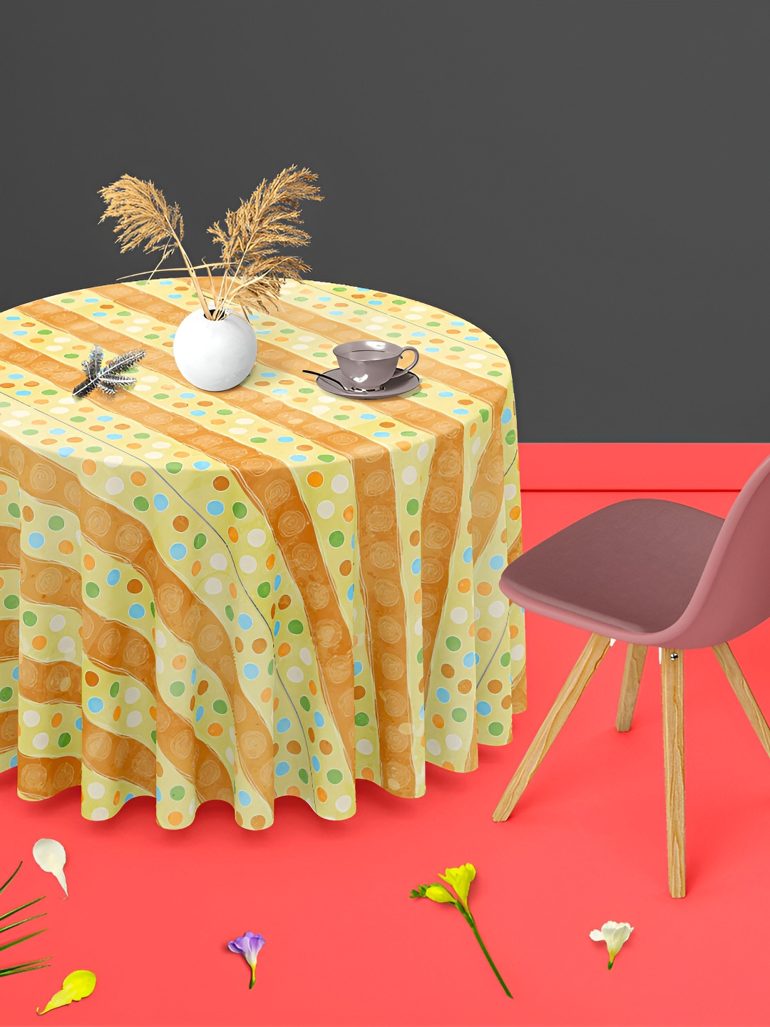 

ArtzFolio Multicoloured Anti-Slip Round 6-Seater Table Cover, Multi