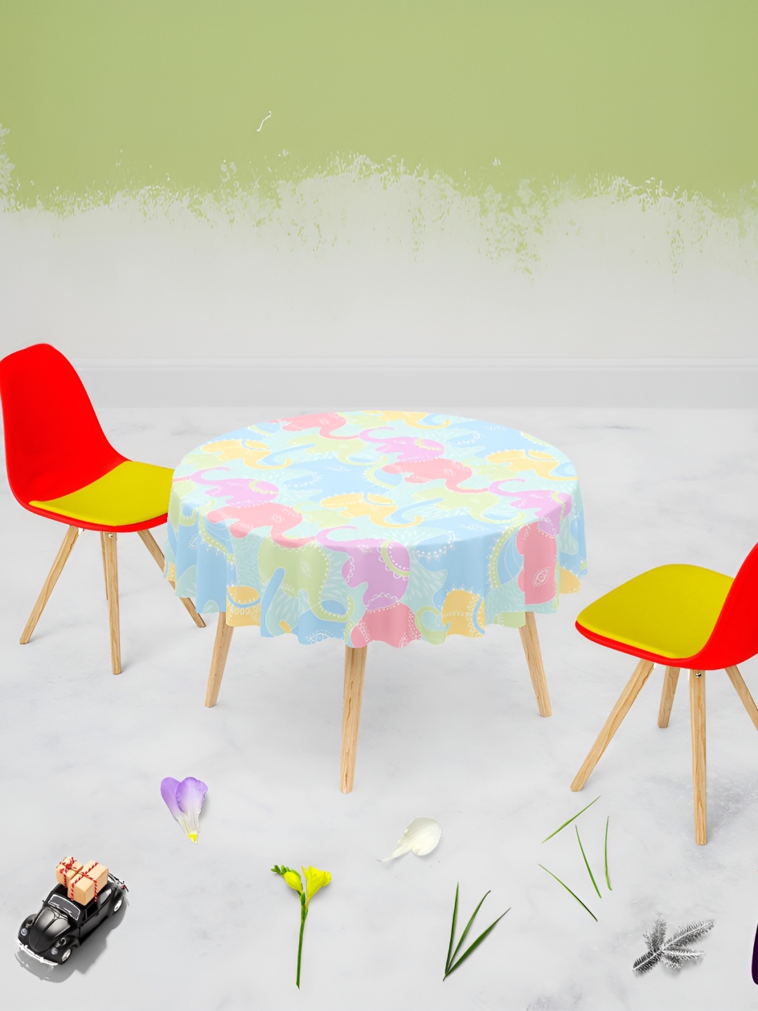 

ArtzFolio Multicoloured Anti-Slip Round 4-Seater Table Cover, Multi