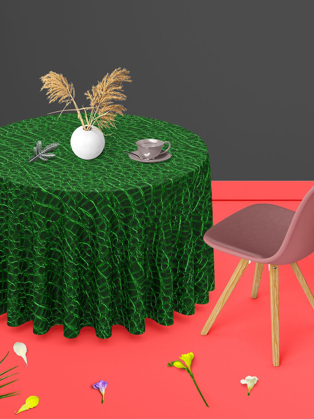 

ArtzFolio Green Cobblestone Printed Anti-Slip Round 8-Seater Table Cover