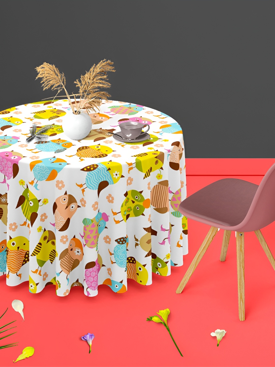 

ArtzFolio Multicoloured Anti-Slip Round 6-Seater Table Cover, Multi