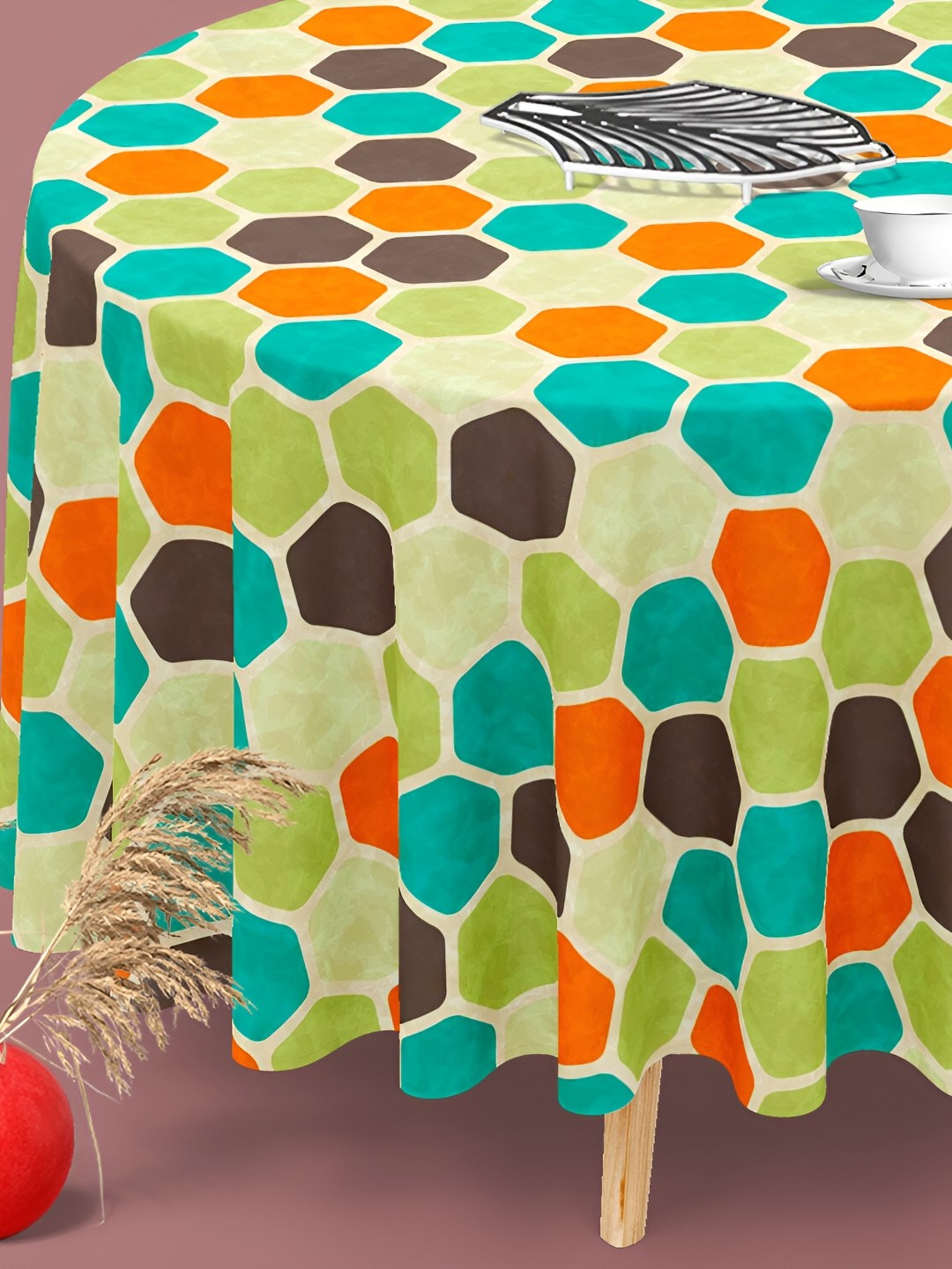 

ArtzFolio Multicoloured Anti-Slip Round 6-Seater Table Cover, Multi
