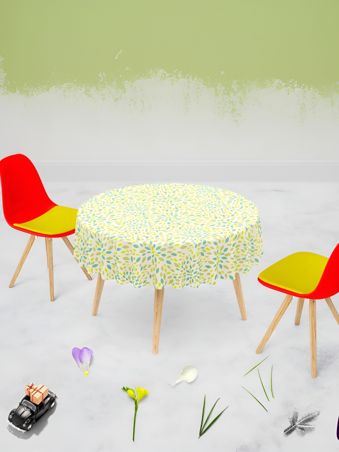 

ArtzFolio Yellow Floral Printed Anti-Slip Round 8 Seater Canvas Table Cover