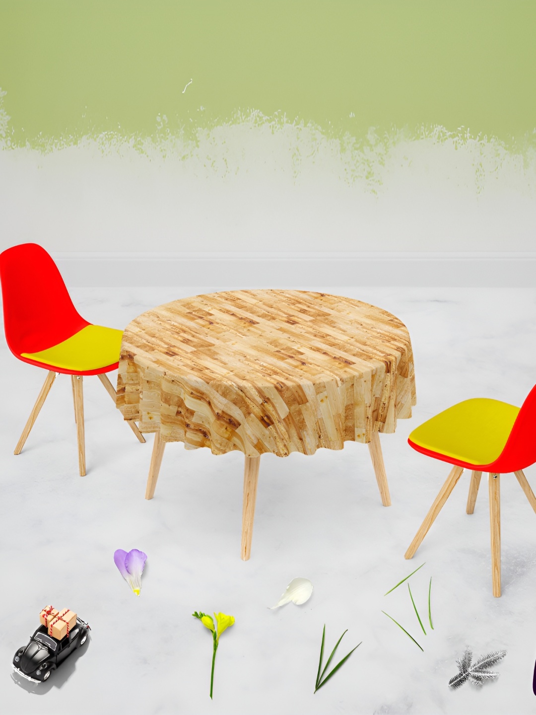 

ArtzFolio Brown Abstract printed Velvet Anti-Slip Round 8-Seater Table Cover