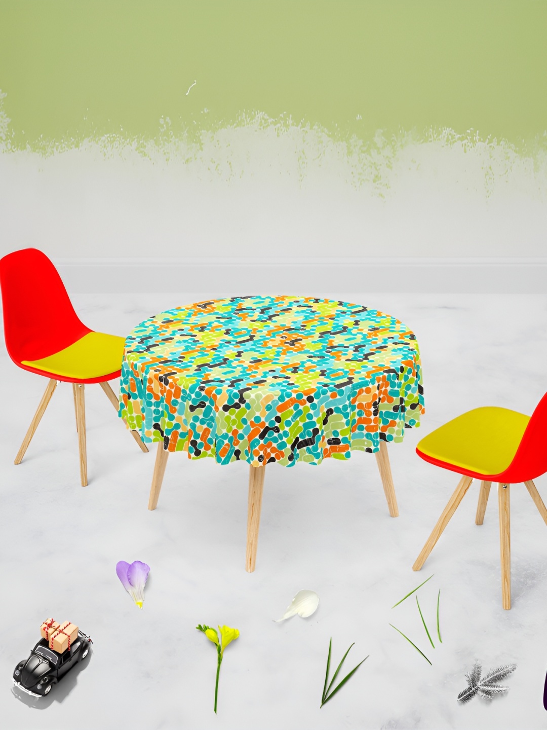 

ArtzFolio Green Geometric Printed Canvas Anti-Slip Round 8-Seater Table Cover
