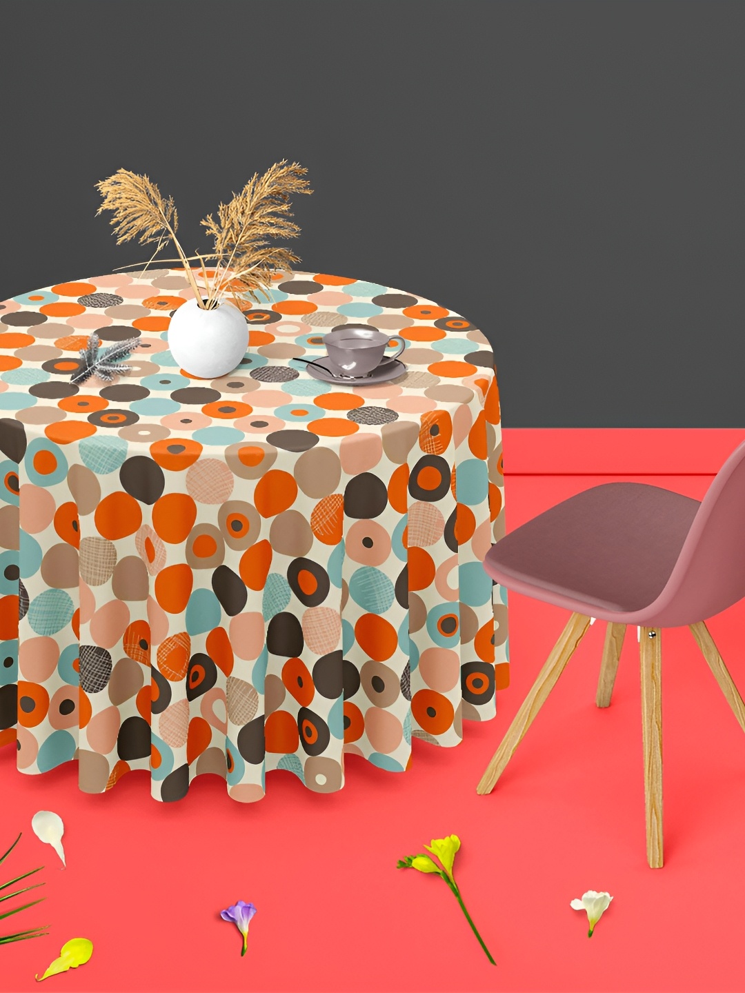 

ArtzFolio Multicoloured Anti-Slip Round 4-Seater Table Cover, Multi