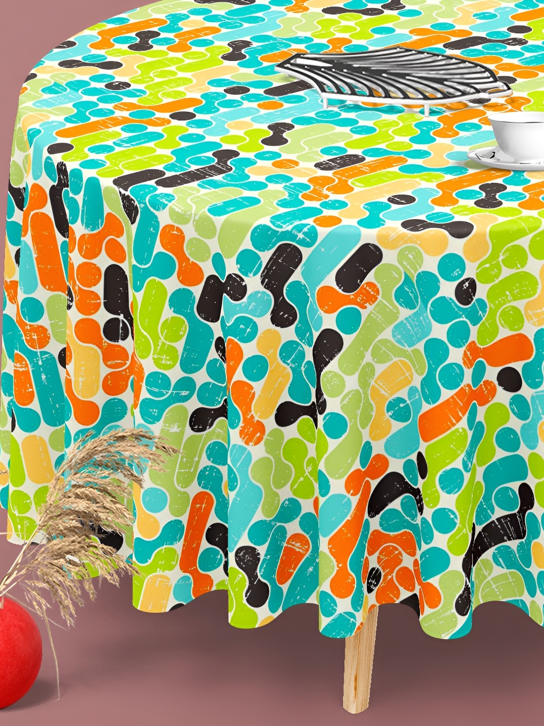 

ArtzFolio Multicoloured Anti-Slip Round 6-Seater Table Cover, Multi