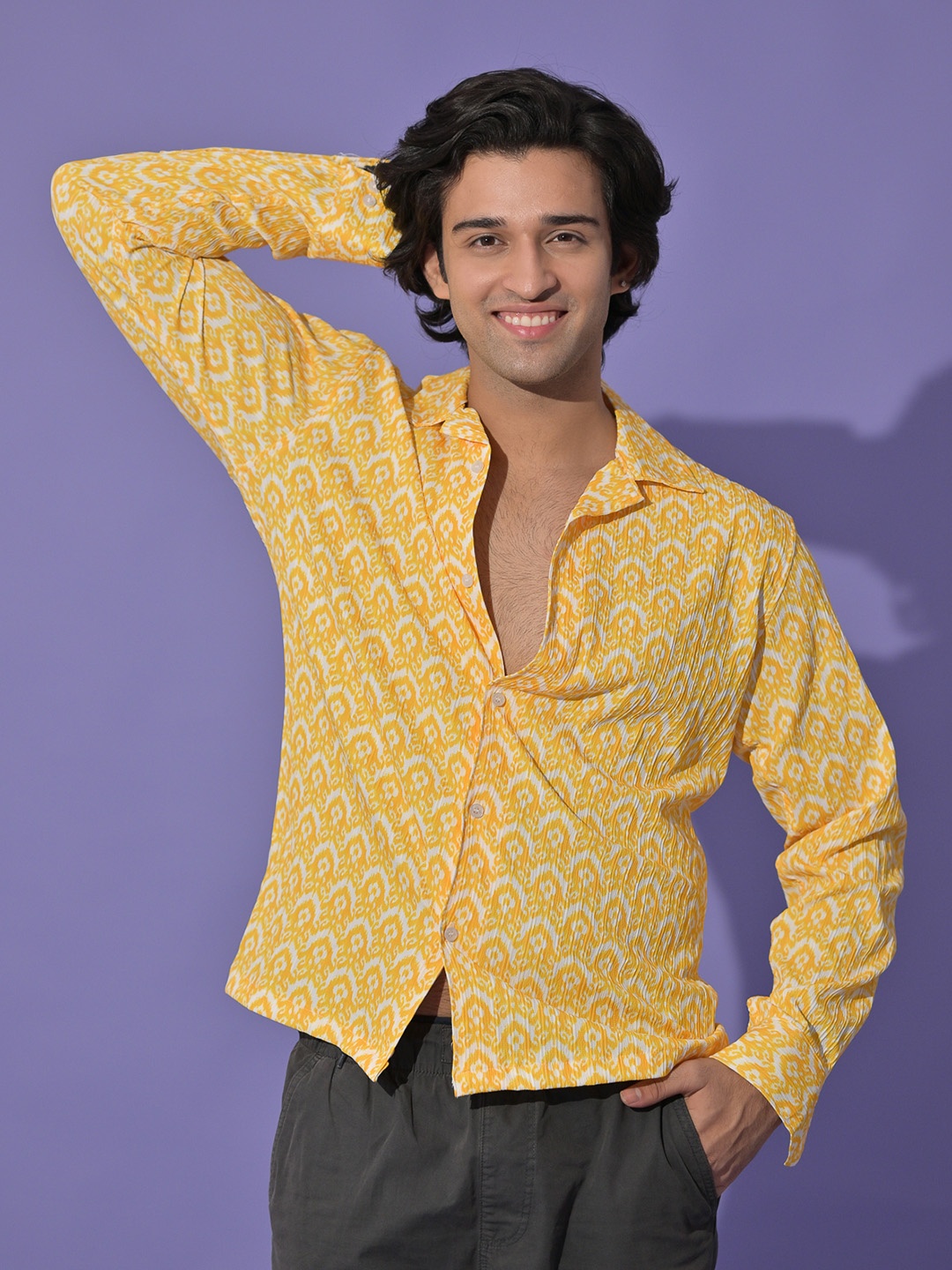 

PIRAMYD CLUB Men Classic Floral Opaque Printed Casual Shirt, Yellow