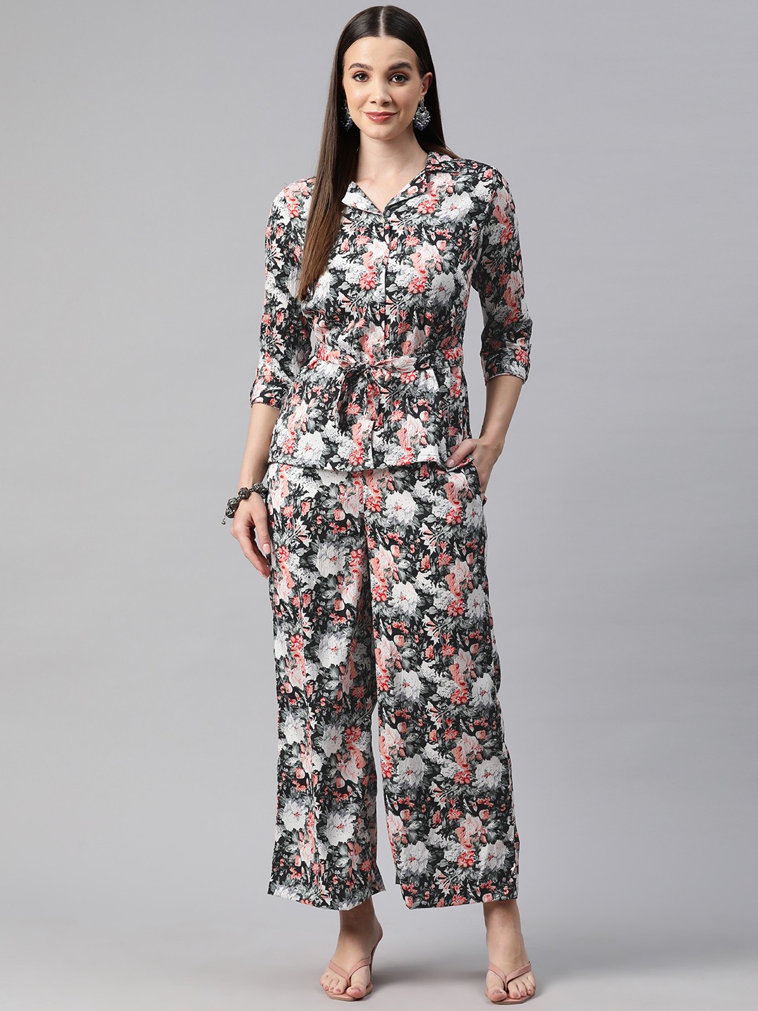 

Readiprint Fashions Women Shirt Style Top with Palazzos, Black