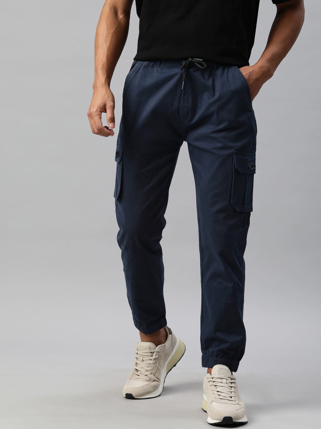 

ADBUCKS Men Mid-Rise Joggers, Navy blue