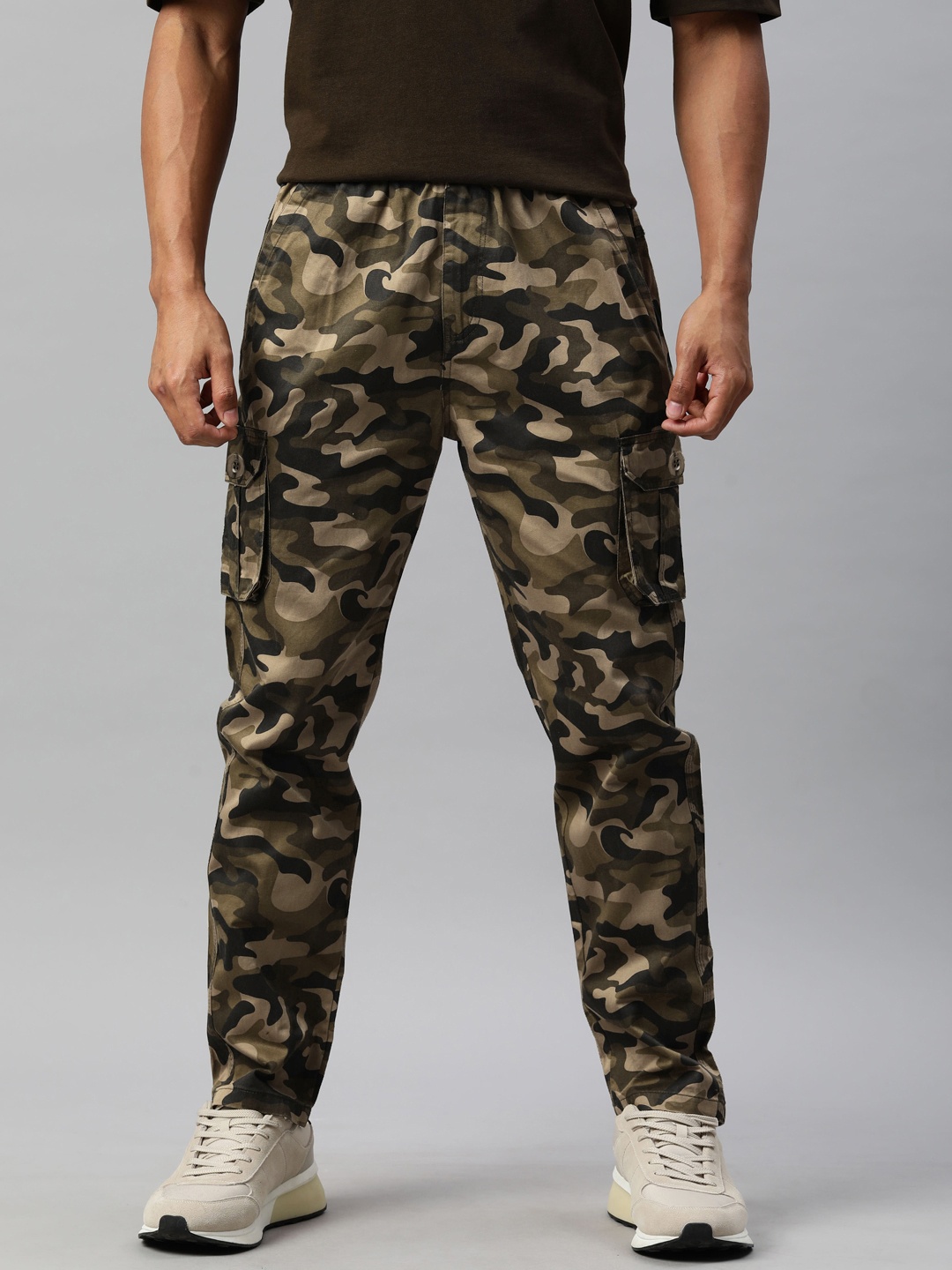 

ADBUCKS Men Camouflage Printed Joggers, Beige