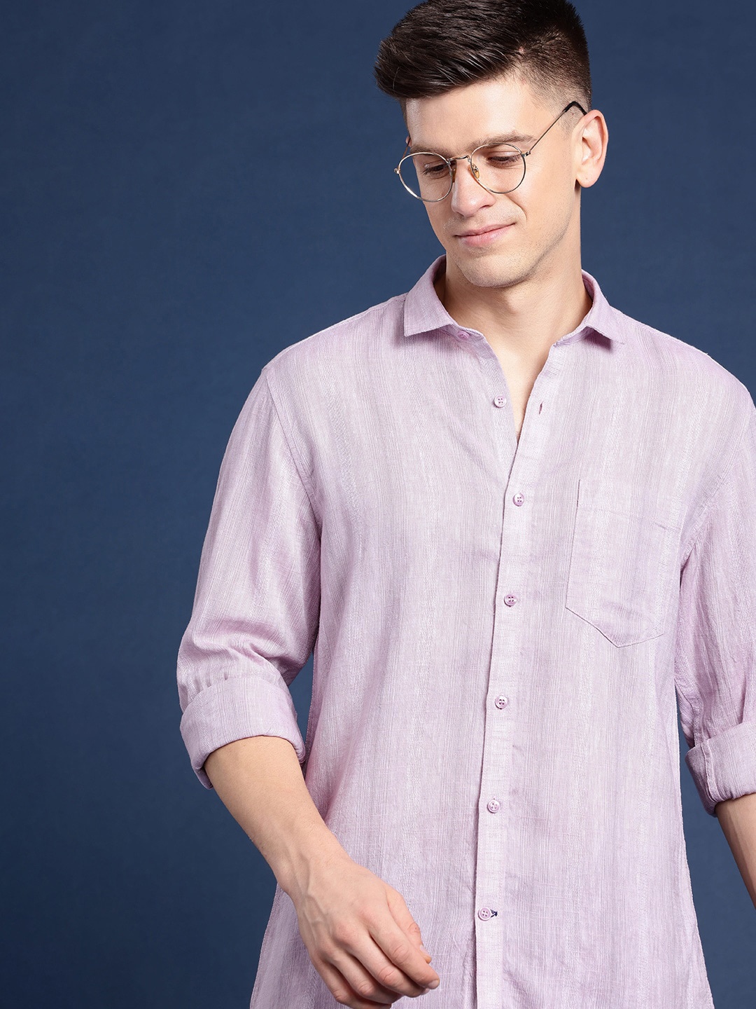 

Mast & Harbour Men Standard Lyocell Casual Shirt, Pink