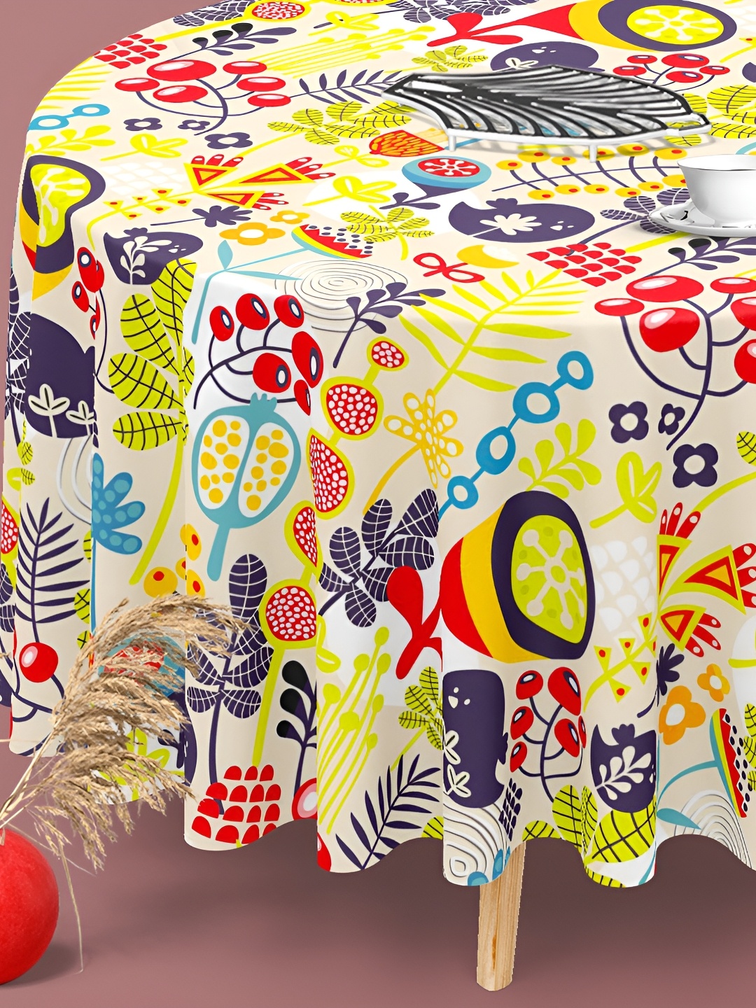 

ArtzFolio Multicoloured Anti-Slip Round 8-Seater Table Cover, Multi