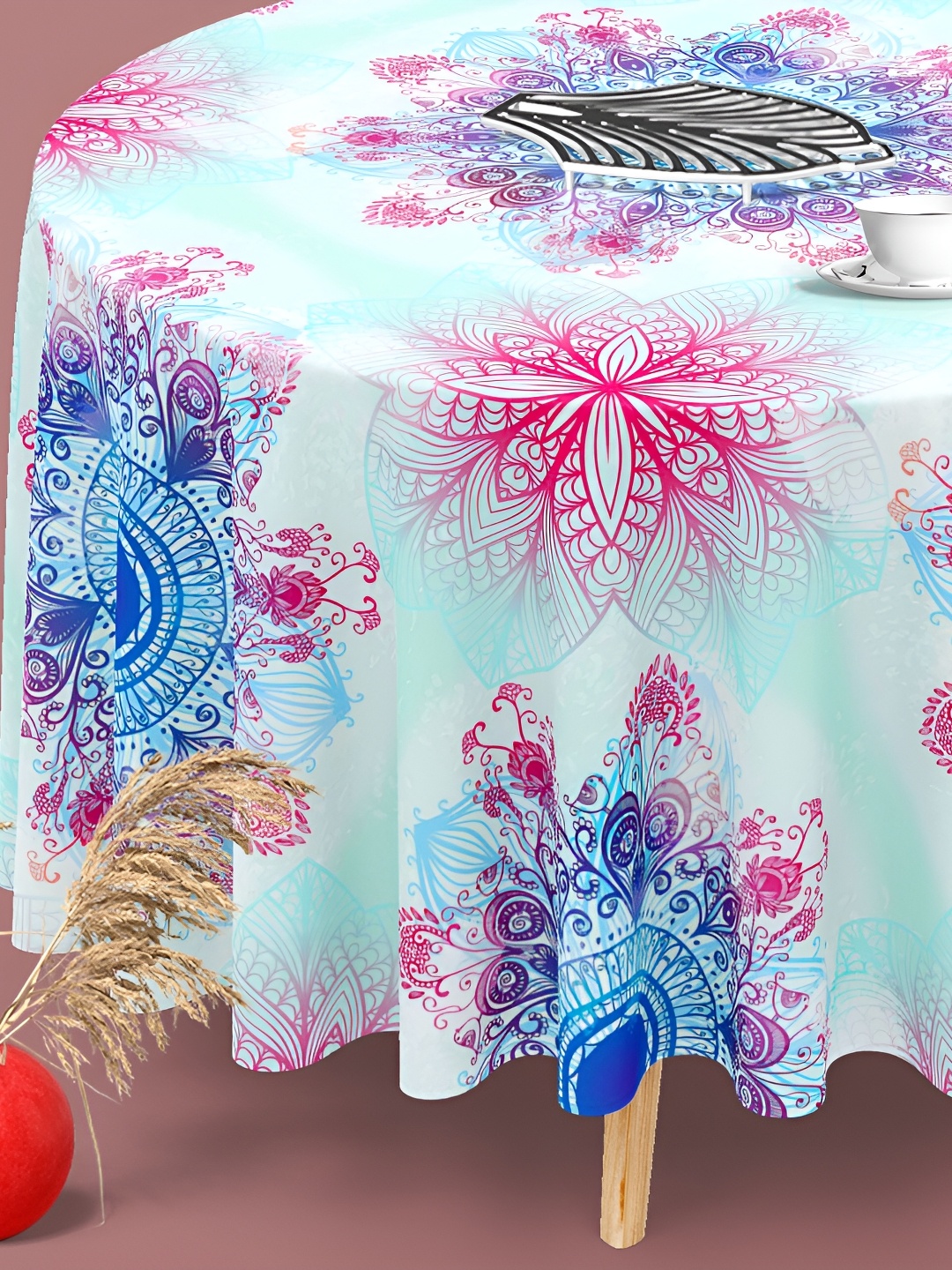 

ArtzFolio Multicoloured Anti-Slip Round 6-Seater Table Cover, Multi