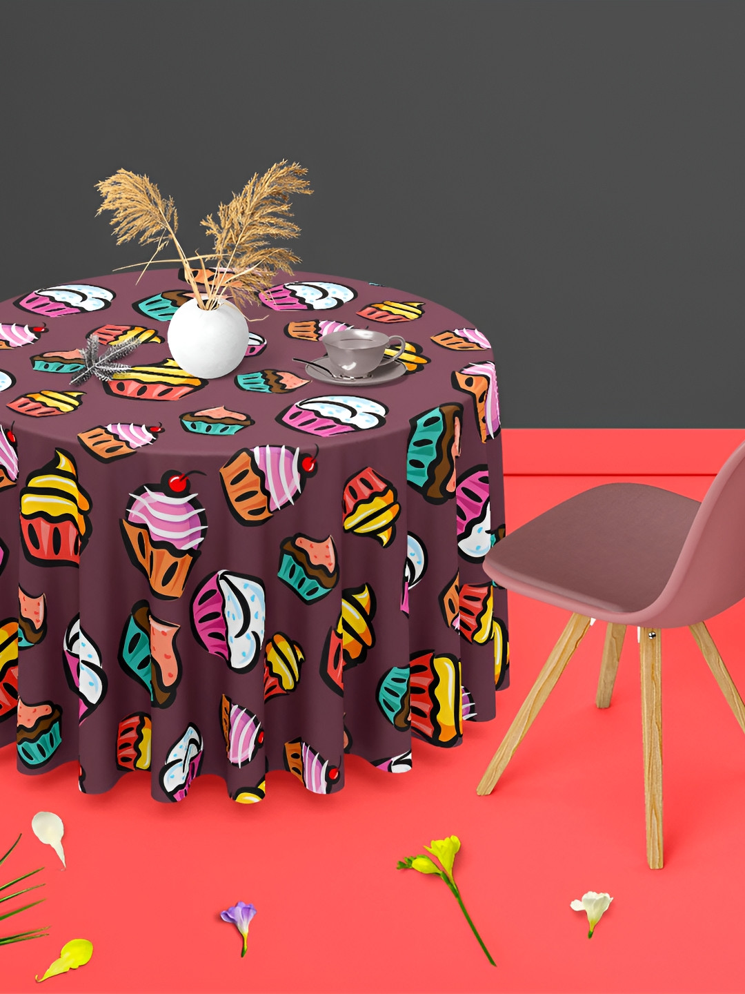 

ArtzFolio Multicoloured Anti-Slip Round 6-Seater Table Cover, Multi