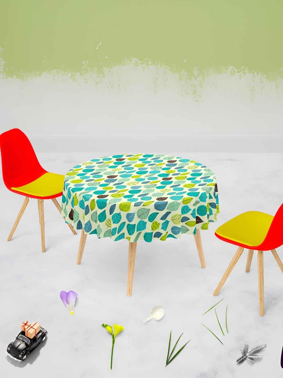 

ArtzFolio Green & Blue Anti-Slip Round 6-Seater Table Cover