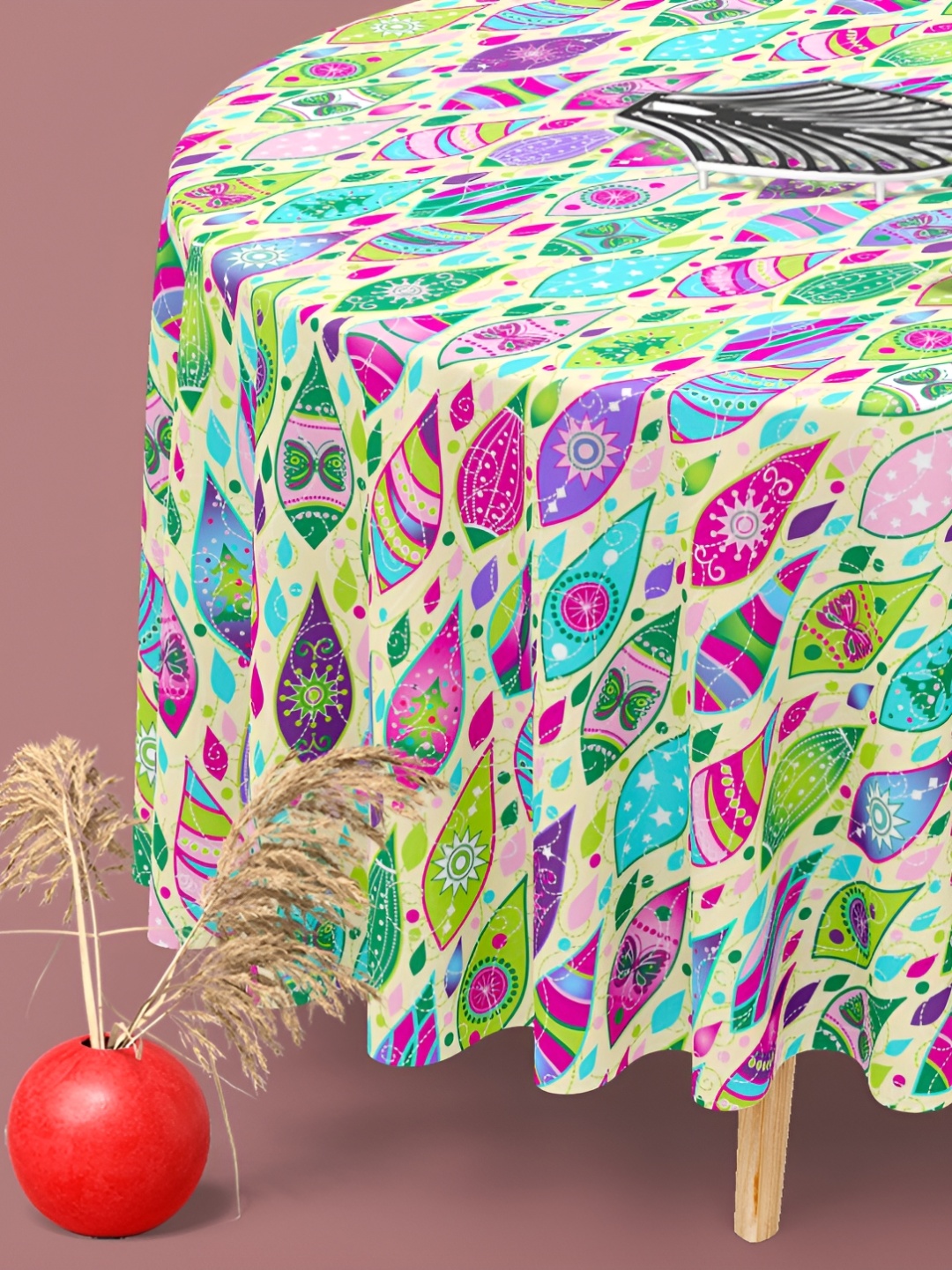 

ArtzFolio Multicoloured Anti-Slip Round 6-Seater Table Cover, Multi