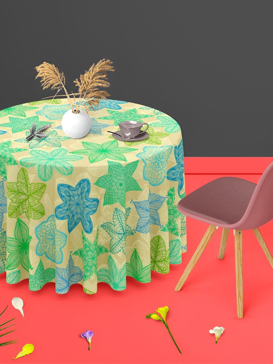 

ArtzFolio Multicoloured Anti-Slip Round 4-Seater Table Cover, Multi