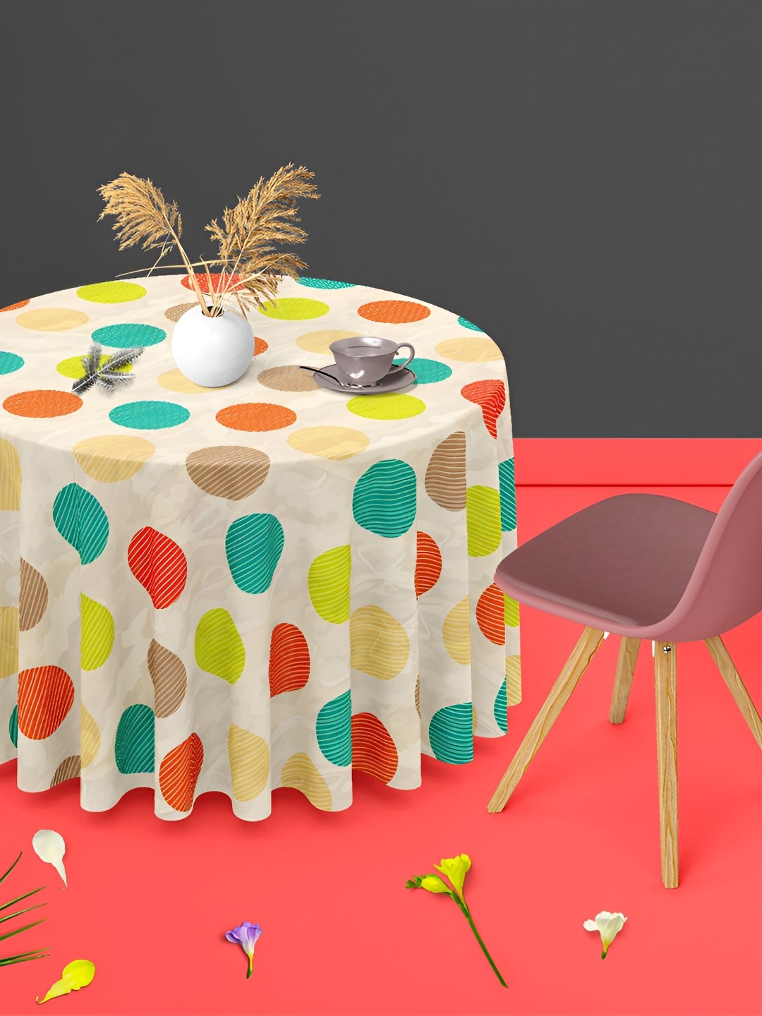 

ArtzFolio Brown & Green Printed Anti-Slip Round Table Cover