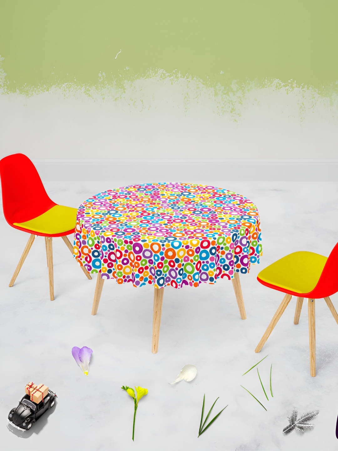 

ArtzFolio White & Purple Anti-Slip Round 8-Seater Table Cover