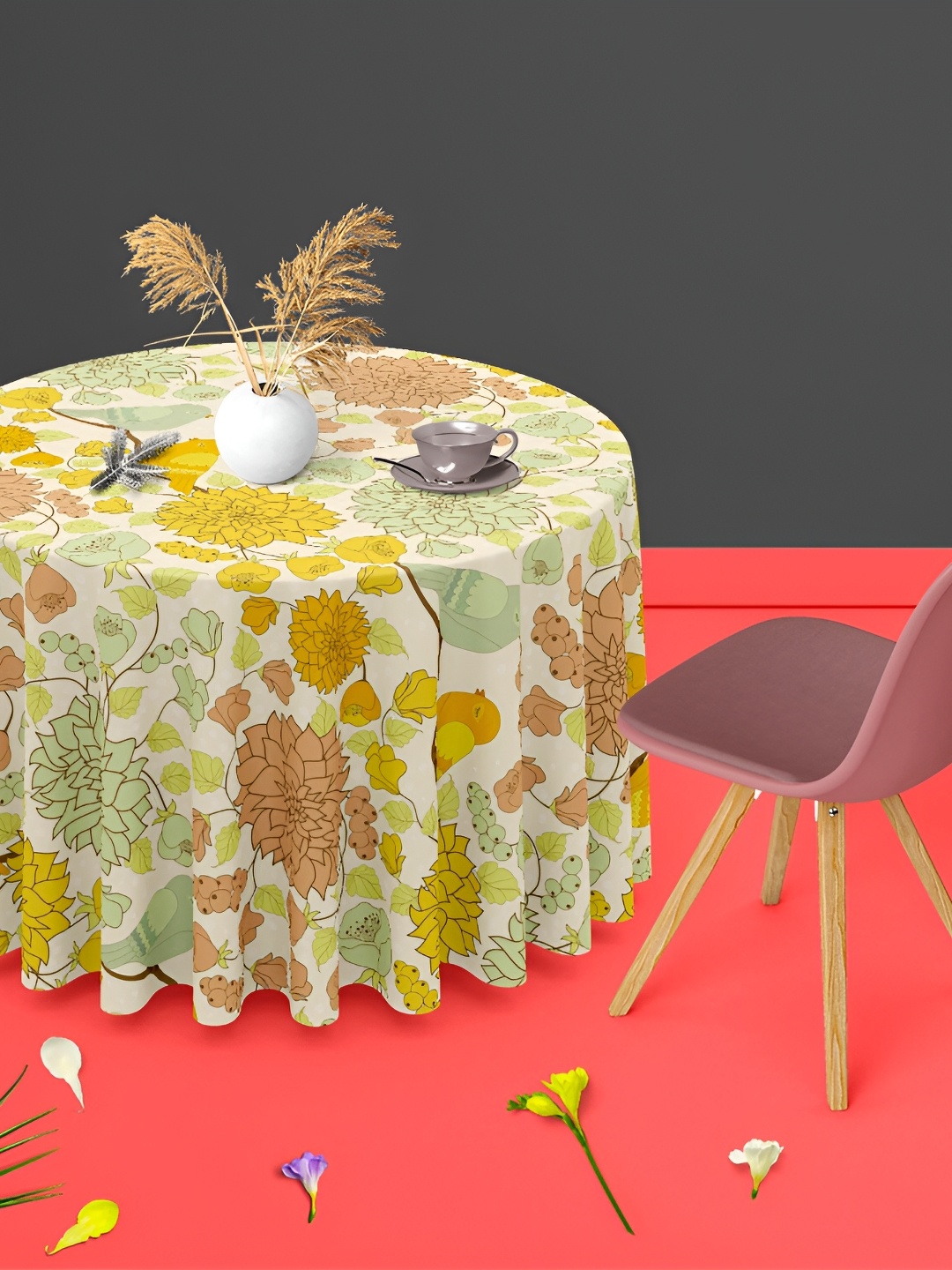 

ArtzFolio Multicoloured Anti-Slip Round 4-Seater Table Cover, Multi