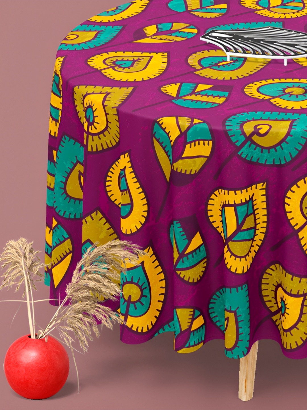 

ArtzFolio Multicoloured Anti-Slip Round 4-Seater Table Cover, Multi