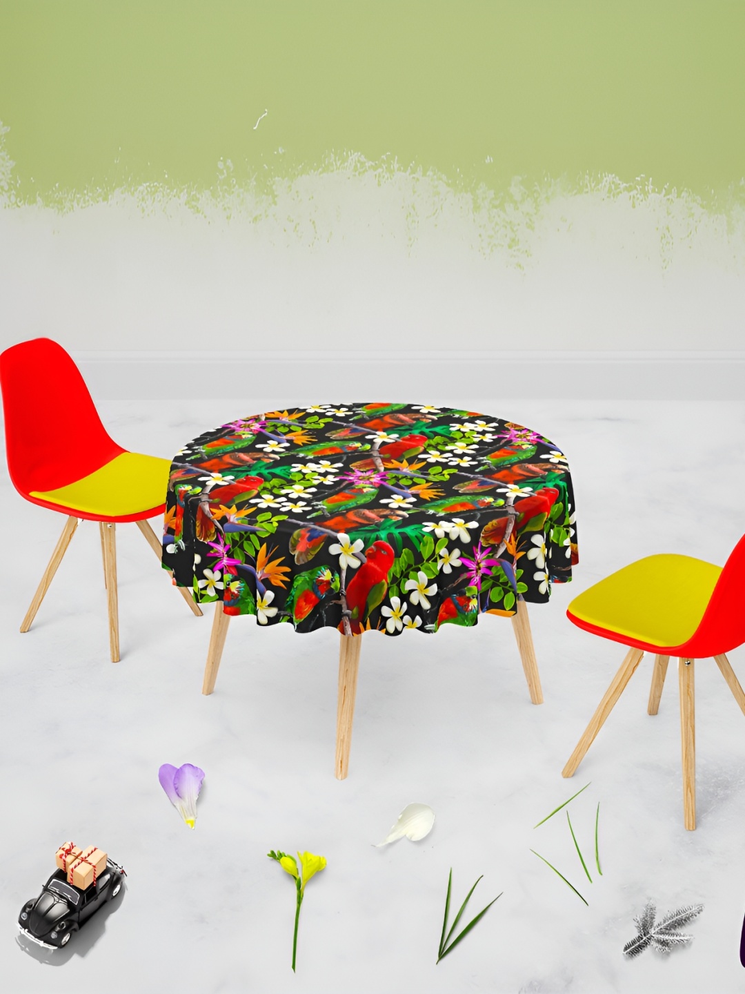 

ArtzFolio Multicoloured Anti-Slip Round 4-Seater Table Cover, Multi