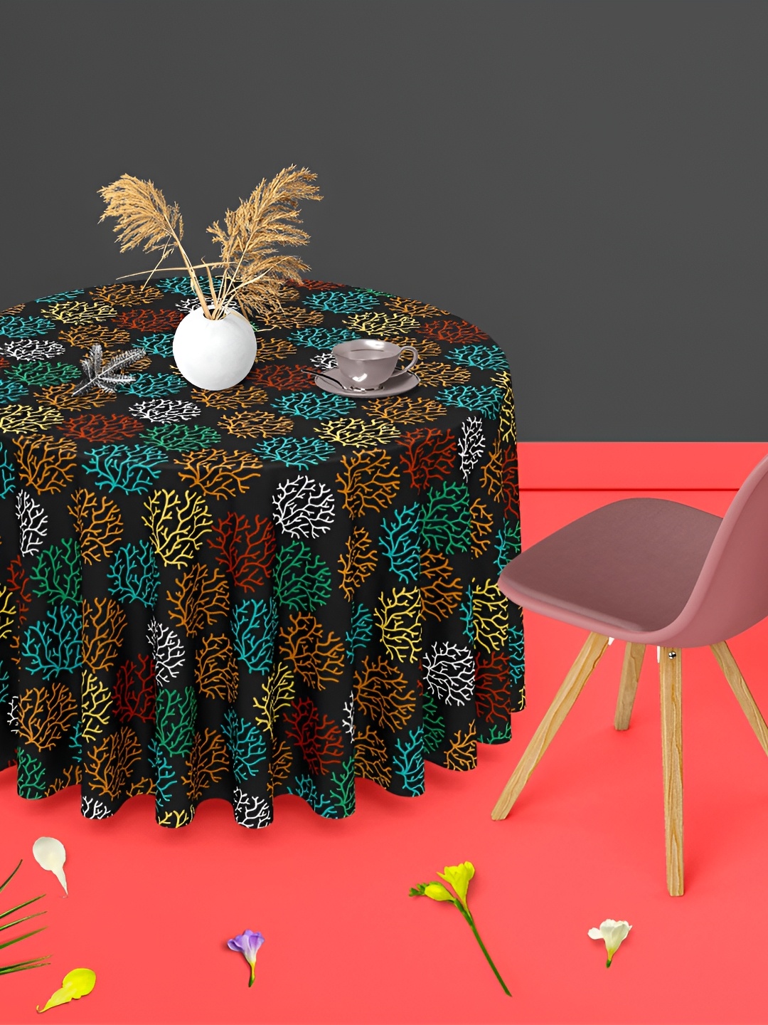 

ArtzFolio Multicoloured Anti-Slip Round 8-Seater Table Cover, Multi