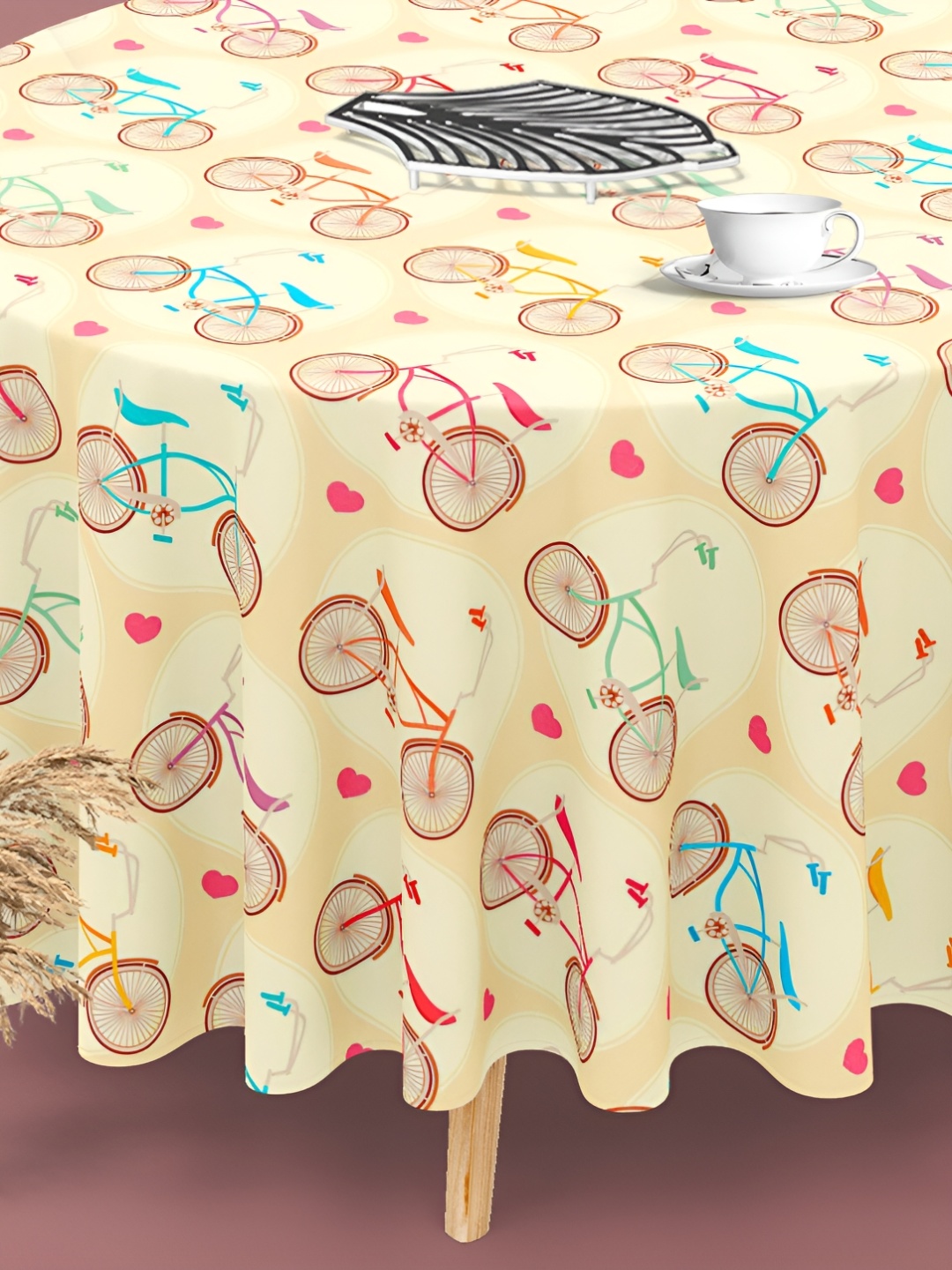 

ArtzFolio Multicoloured Anti-Slip Round 4-Seater Table Cover, Multi