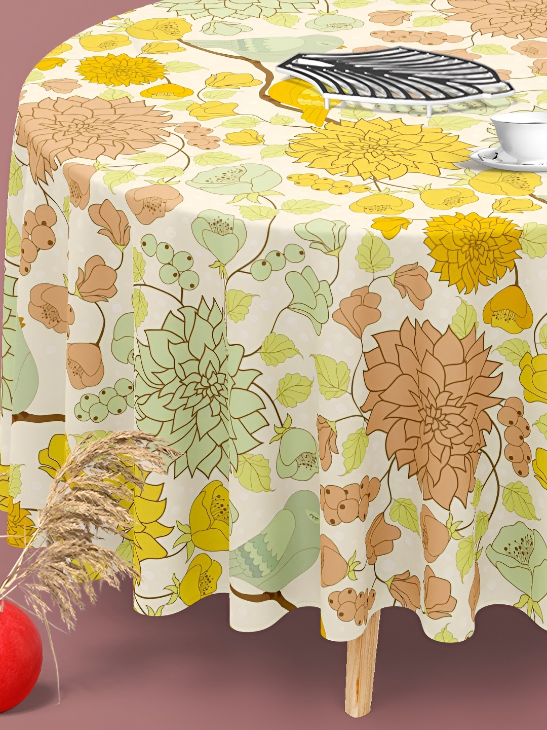 

ArtzFolio Multicoloured Anti-Slip Round 4-Seater Table Cover, Multi