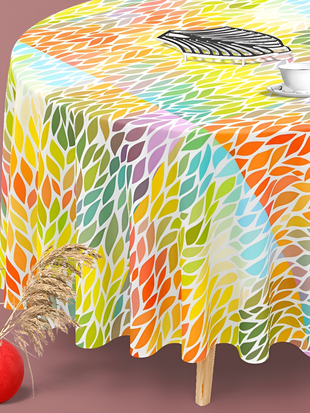 

ArtzFolio Multicoloured Anti-Slip Round 4-Seater Table Cover, Multi