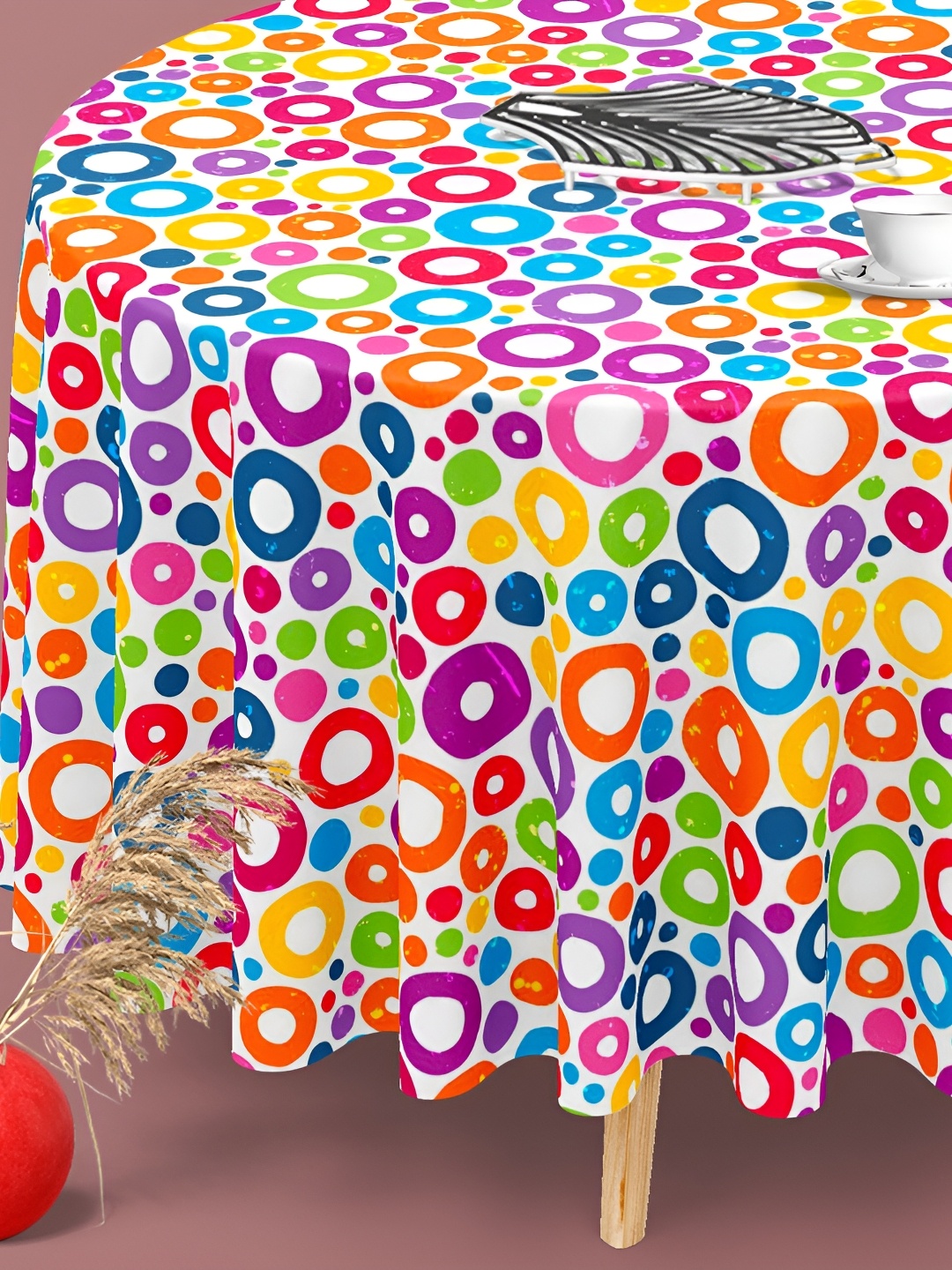 

ArtzFolio Multicoloured Anti-Slip Round 8-Seater Table Cover, Multi