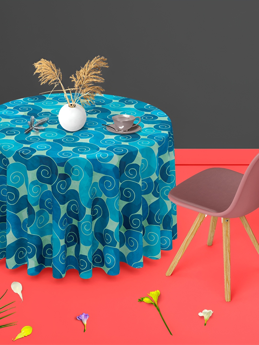 

ArtzFolio Multicoloured Anti-Slip Round 4-Seater Table Cover, Multi