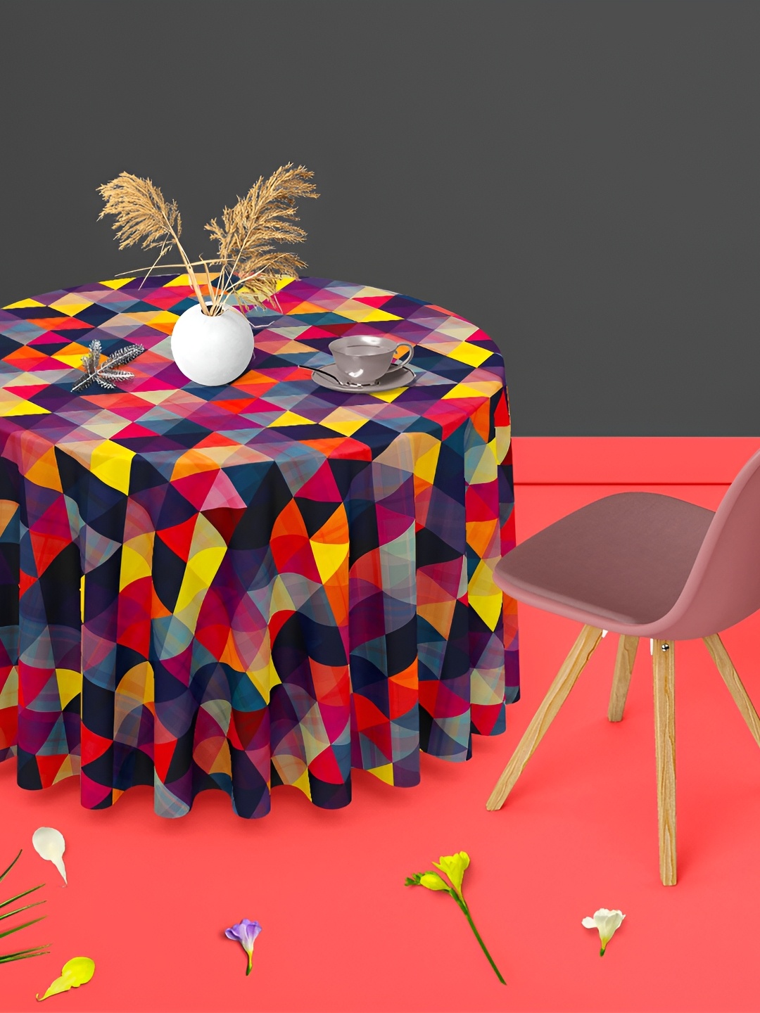 

ArtzFolio Multicoloured Anti-Slip Round 8-Seater Table Cover, Multi