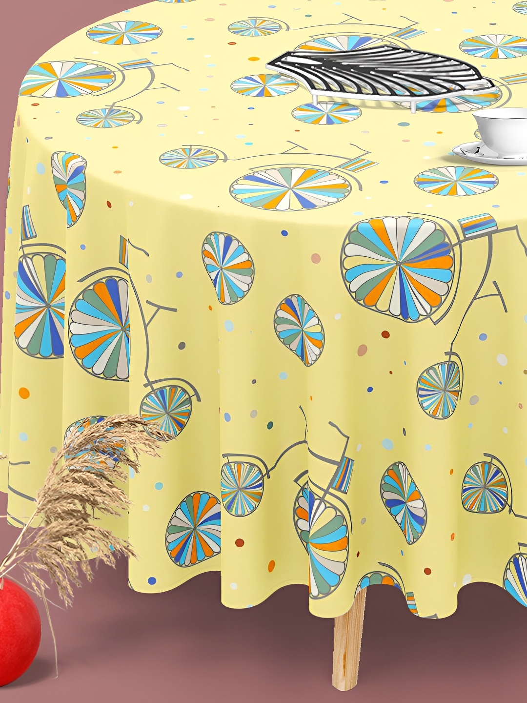 

ArtzFolio Multicoloured Anti-Slip Round 8-Seater Table Cover, Multi