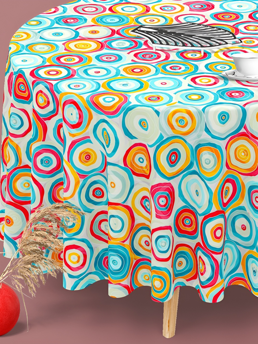 

ArtzFolio Multicoloured Anti-Slip Round 6-Seater Table Cover, Multi