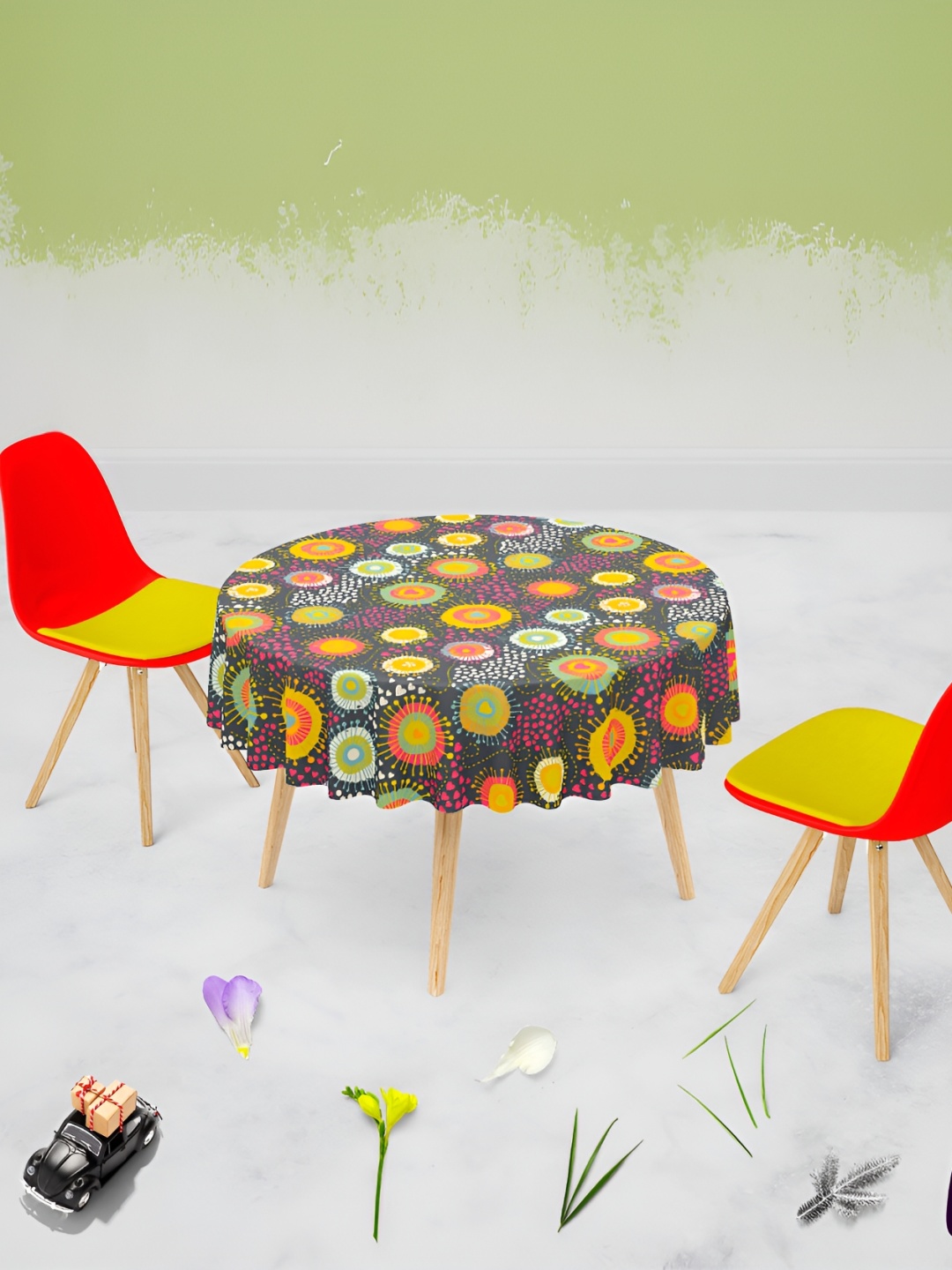 

ArtzFolio Multicoloured Anti-Slip Round 8-Seater Table Cover, Multi