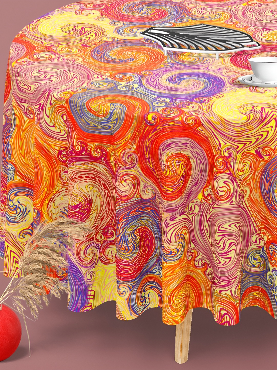 

ArtzFolio Multicoloured Anti-Slip Round 8-Seater Table Cover, Multi