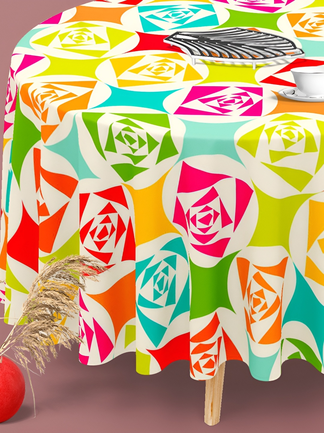

ArtzFolio Multicoloured Anti-Slip Round 8-Seater Table Cover, Multi
