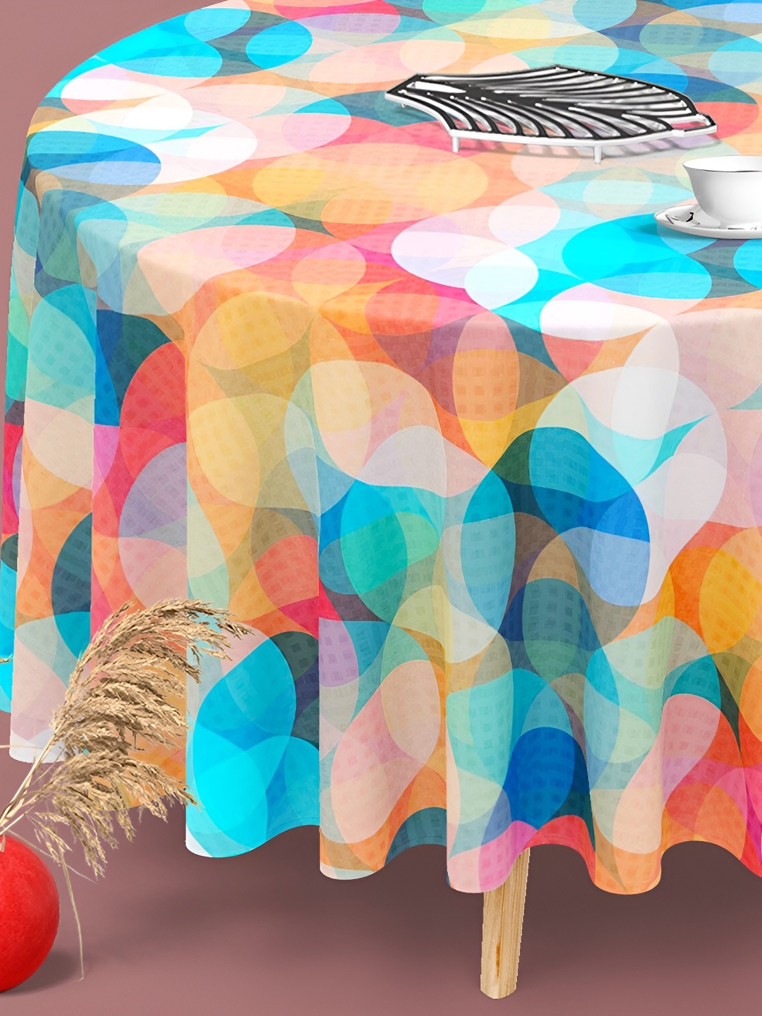 

ArtzFolio Multicoloured Anti-Slip Round 6-Seater Table Cover, Multi