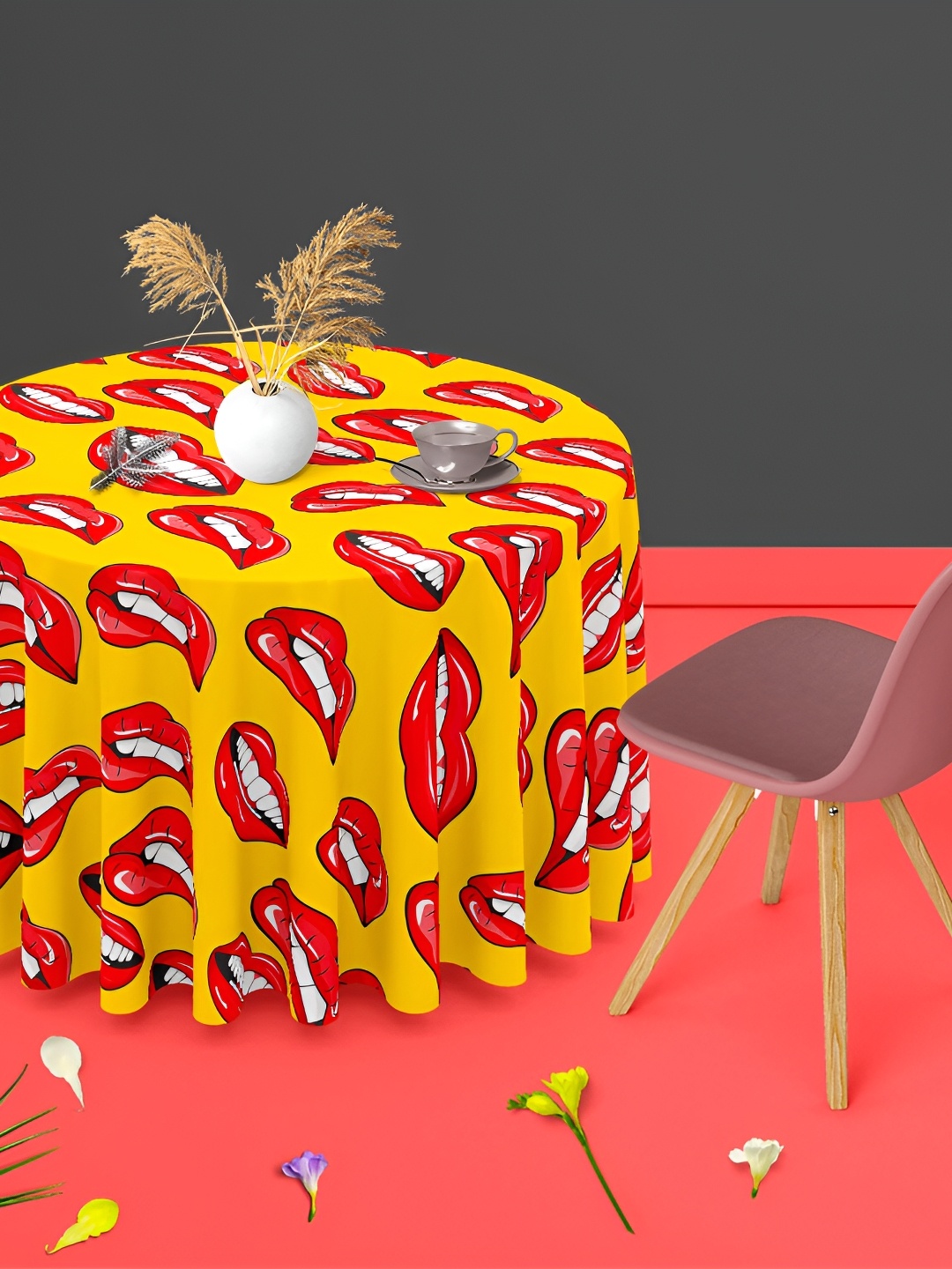 

ArtzFolio Multicoloured Anti-Slip Round 4-Seater Table Cover, Multi