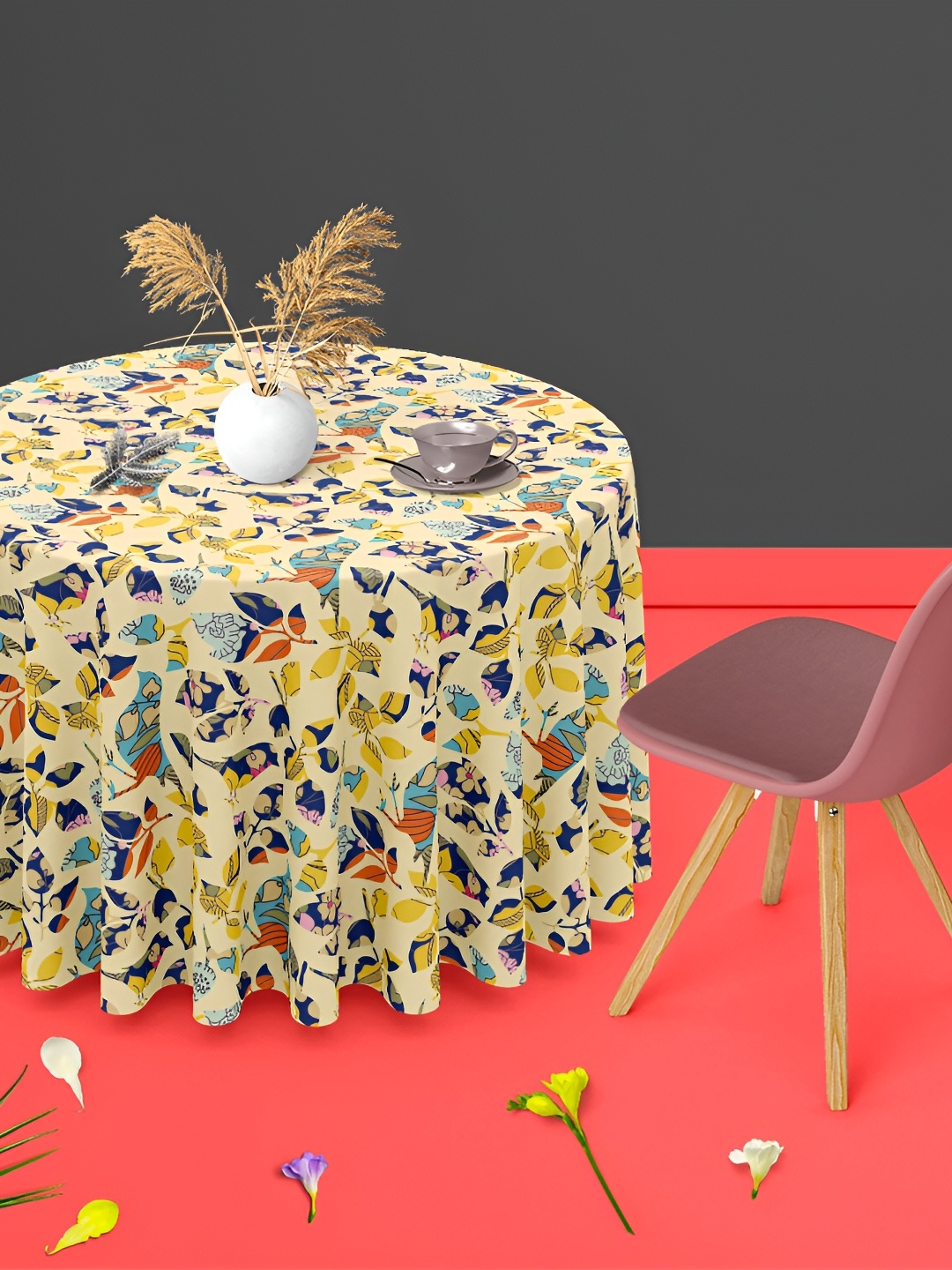 

ArtzFolio Multicoloured Anti-Slip Round 4-Seater Table Cover, Multi