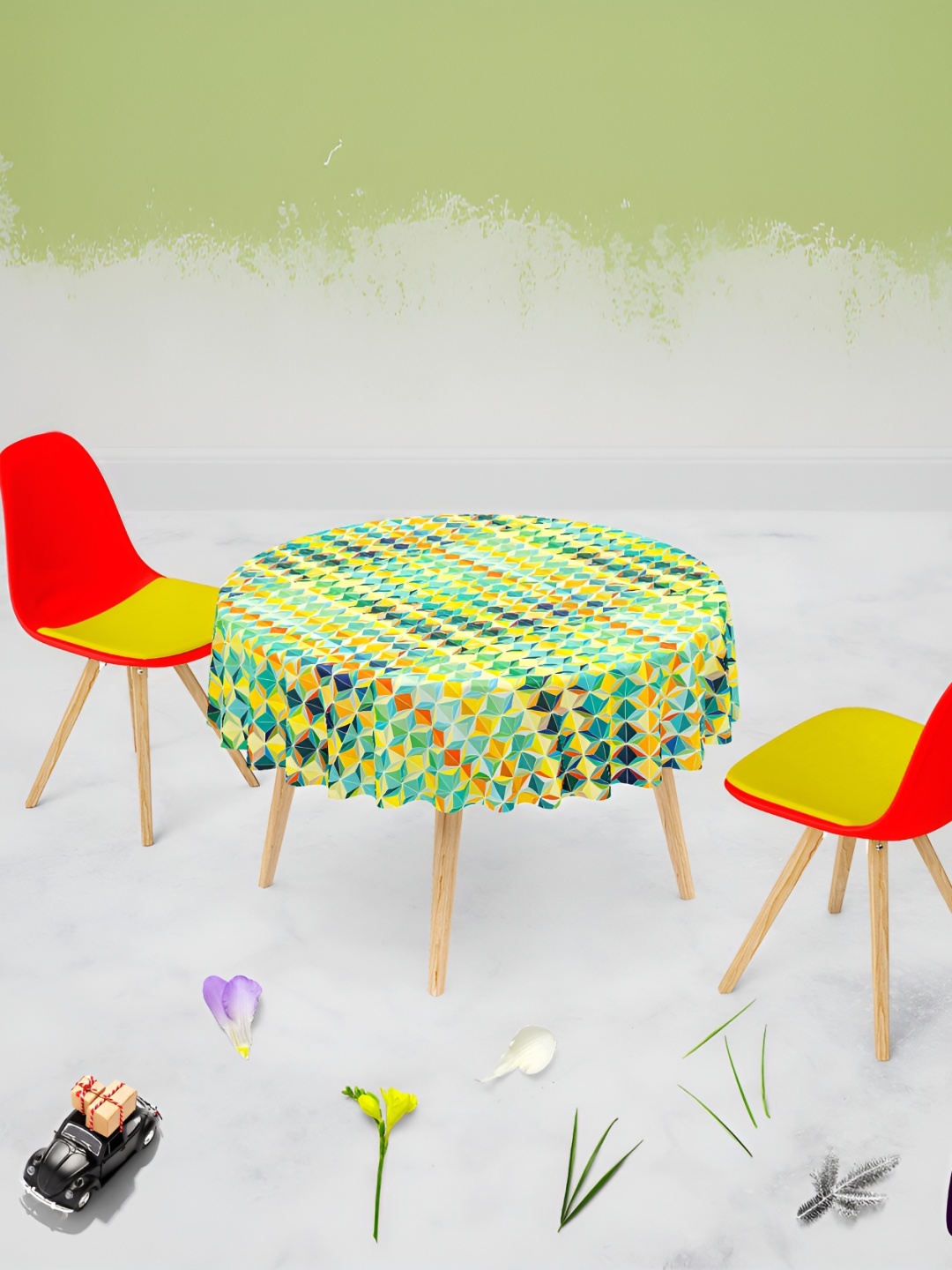 

ArtzFolio Multicoloured Anti-Slip Round 4-Seater Table Cover, Multi