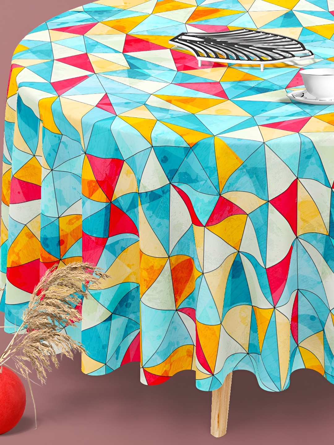 

ArtzFolio Multicoloured Anti-Slip Round 4-Seater Table Cover, Multi