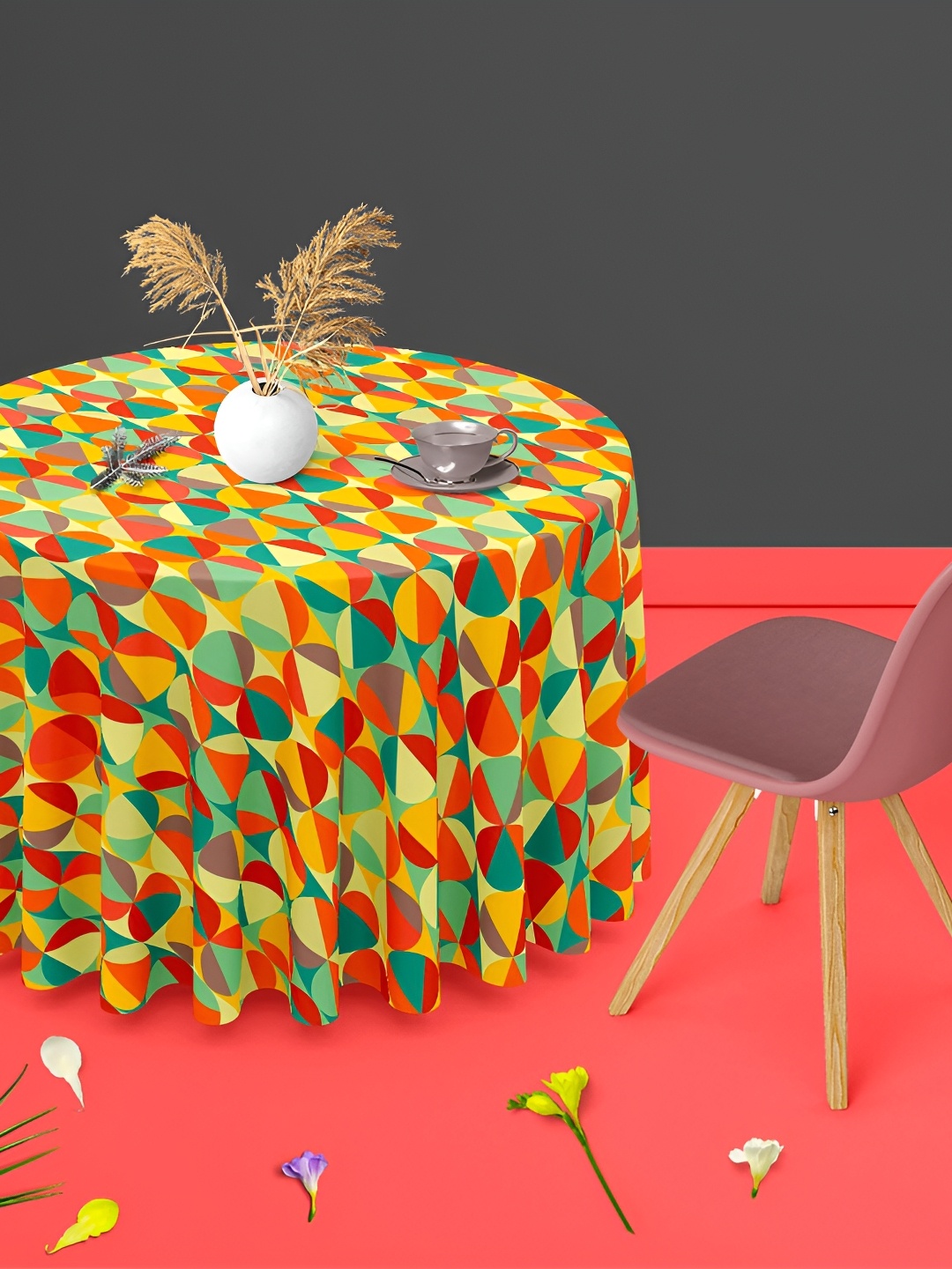 

ArtzFolio Multicoloured Anti-Slip Round 6-Seater Table Cover, Multi