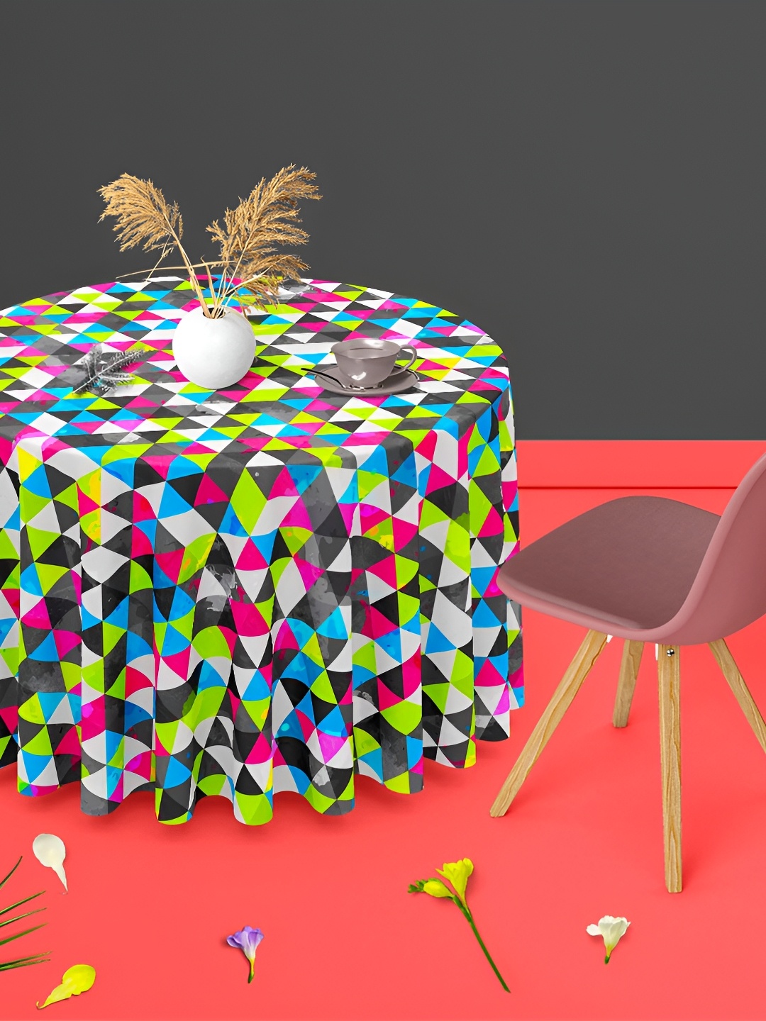 

ArtzFolio Multicoloured Anti-Slip Round 6-Seater Table Cover, Multi