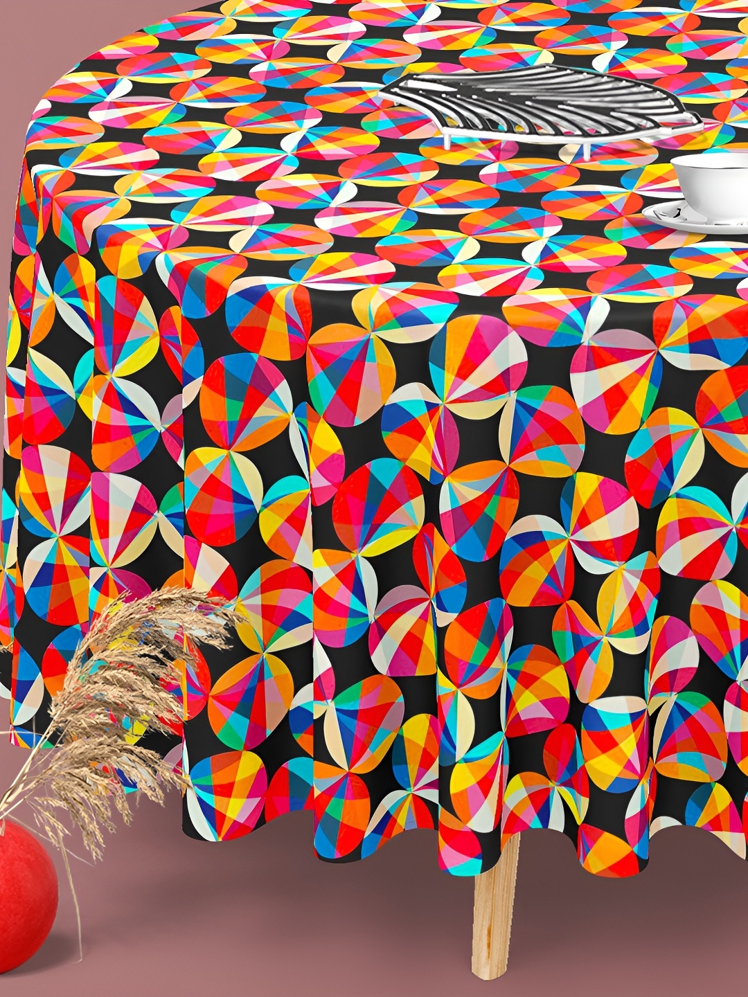

ArtzFolio Multicoloured Anti-Slip Round 4-Seater Table Cover, Multi